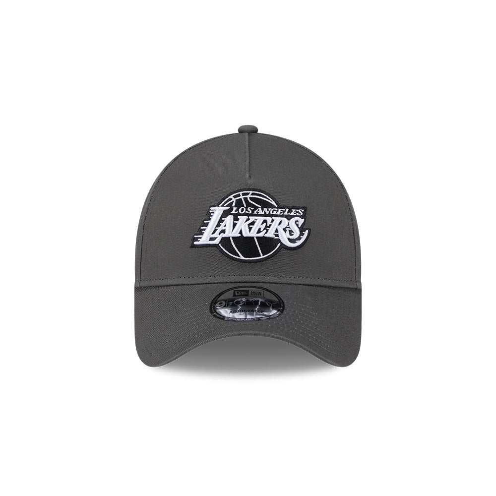 LA Lakers Hat - Dusty Charcoal Grey 9Forty A-Frame NBA Snapback Cap - New Era